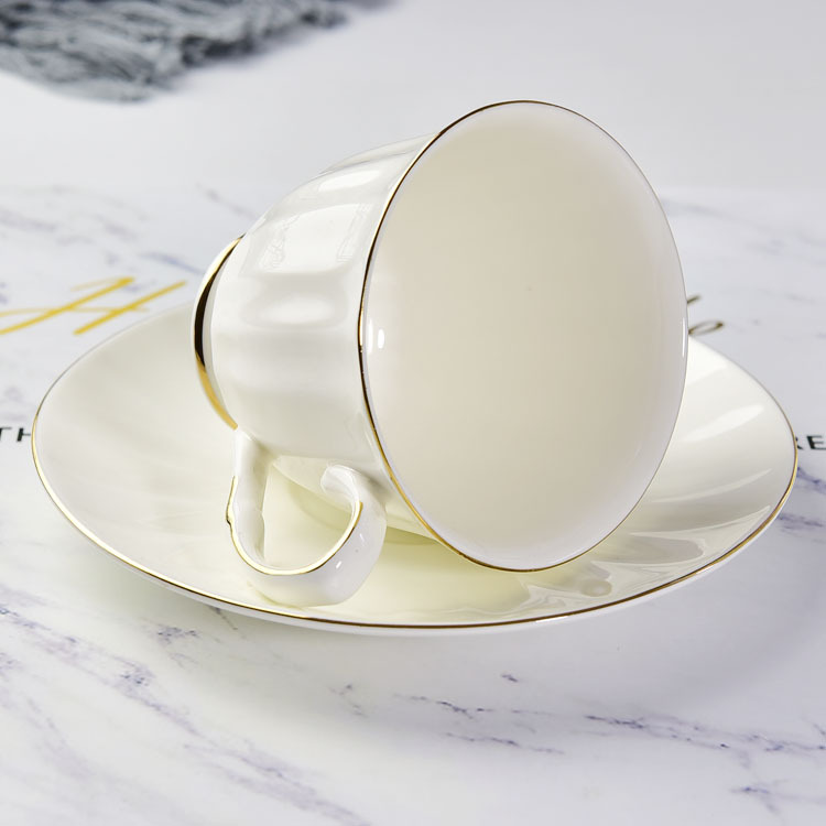 Vertical Stripes Bone China Coffee Cup and Saucer