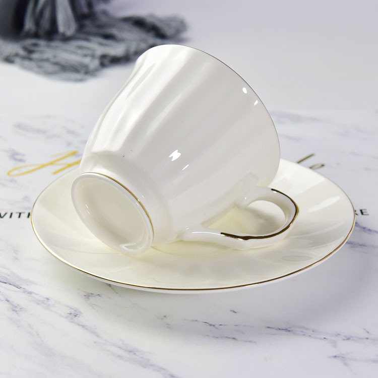 Vertical Stripes Bone China Coffee Cup and Saucer