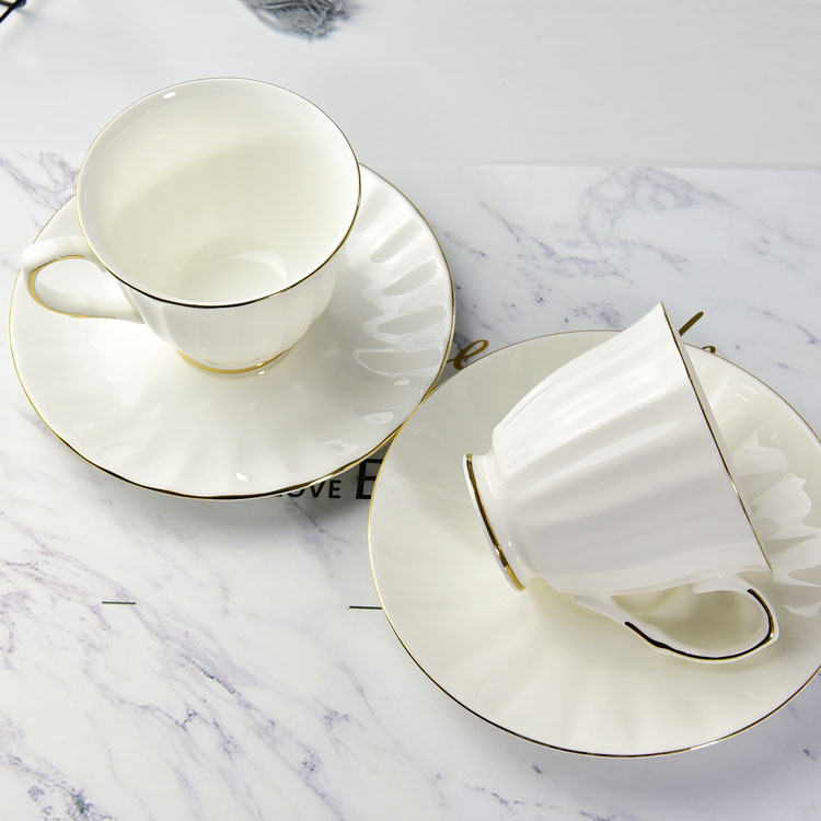 Vertical Stripes Bone China Coffee Cup and Saucer