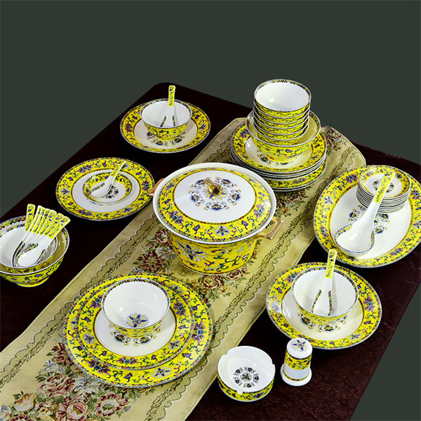 Yellow Enamel Color 48-piece Porcelain Dinnerware