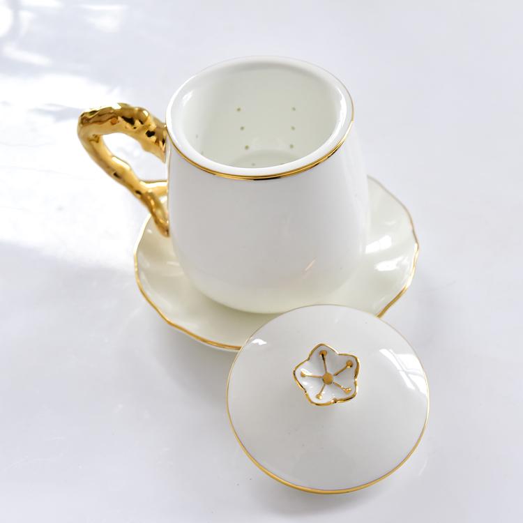 Beautiful Branches Porcelain Tea Strainer Covered Cup