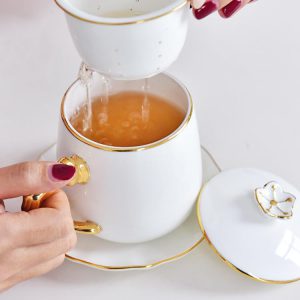 Beautiful Branches Porcelain Tea Strainer Covered Cup