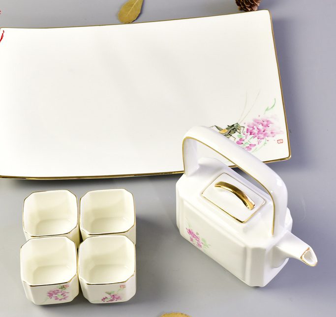 Creative Hand-drawing Porcelain Teaware with Tea Tray