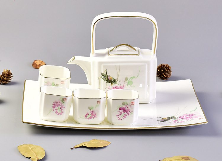 Creative Hand-drawing Porcelain Teaware with Tea Tray