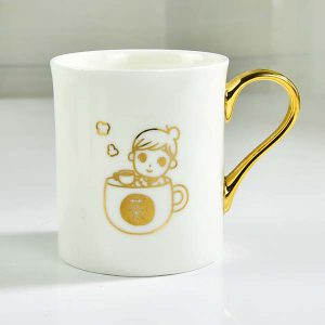 Customizable Golden Handle Porcelain Creative Present Advertising Cup