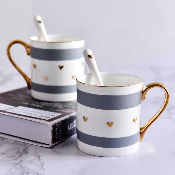 Customizable Golden Handle Porcelain Mug