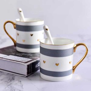 Customizable Golden Handle Porcelain Mug