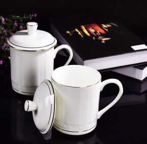 Porcelain Tea Cup Golden Rimmed Bone China Jing Style Cup