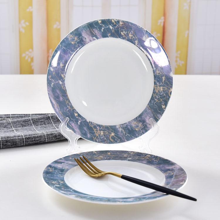 8 Inch Marble Pattern Porcelain Flat Plate