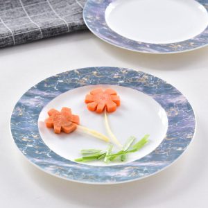 8 Inch Marble Pattern Porcelain Flat Plate