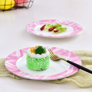 8 Inch Pink Charm Porcelain Flat Plate