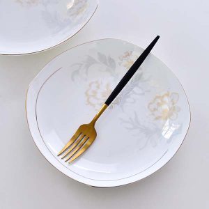 Elegant Lady 8 Inch Porcelain Square Meal Plate