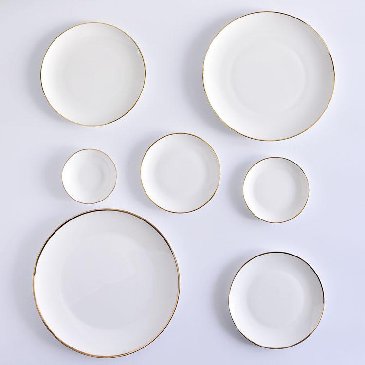 Golden Rimmed Moonlight Porcelain Plate Present Custom
