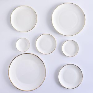 Golden Rimmed Moonlight Porcelain Plate Present Custom
