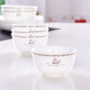 Golden Swan 4.5 Inch Porcelain Noodle Bowl Customizable Porcelain Dinnerware