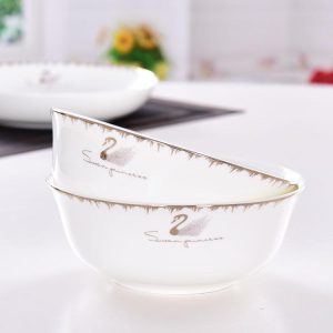 Golden Swan 6 Inch Porcelain Noodle Bowl Customizable Porcelain Dinnerware