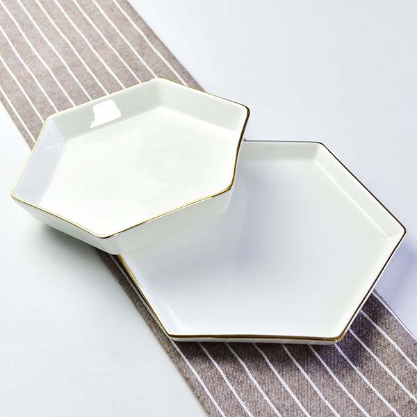 Hexagon Porcelain Meal Plate