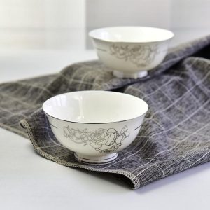 Platinum Rose 4.5 Inch Porcelain Tall Stem Bowl