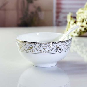 Porcelain Bowl Plate and Saucer Dinnerware 4.5 Inch Home Use Rice Bowl