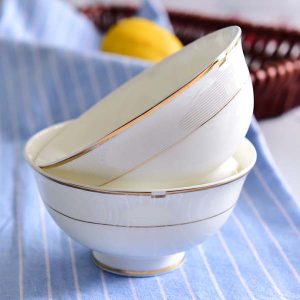Porcelain Dinnerware Golden Rimmed 4.5 Inch Home Use Tall Stem Bowl