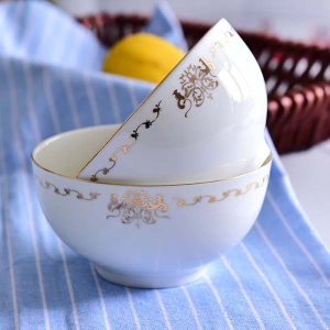 Porcelain Double Golden Phoenixes 4.5 Inch Tall Stem Bowl