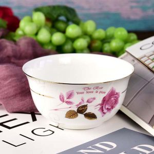 Porcelain Golden Leaf Rose 4.5 Inch Golden Bell-shaped Bowl