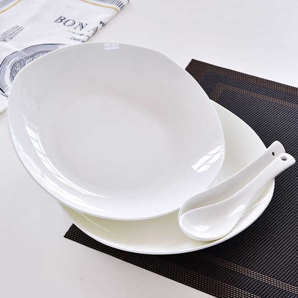 White 8 Inch Square Porcelain Meal Plate