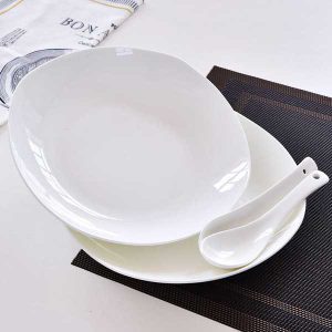 White 8 Inch Square Porcelain Meal Plate